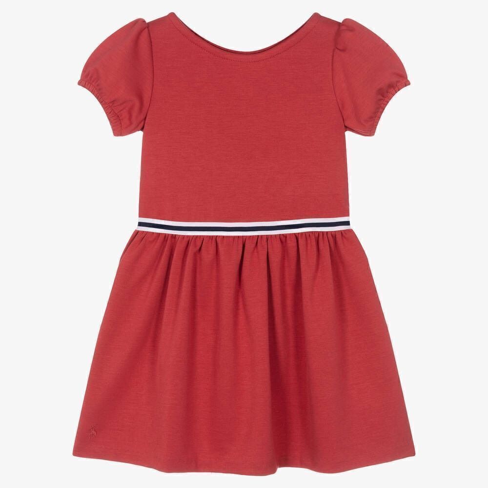 Ralph Lauren Baby Girl Red Cotton Jersey Dress Size 12M
